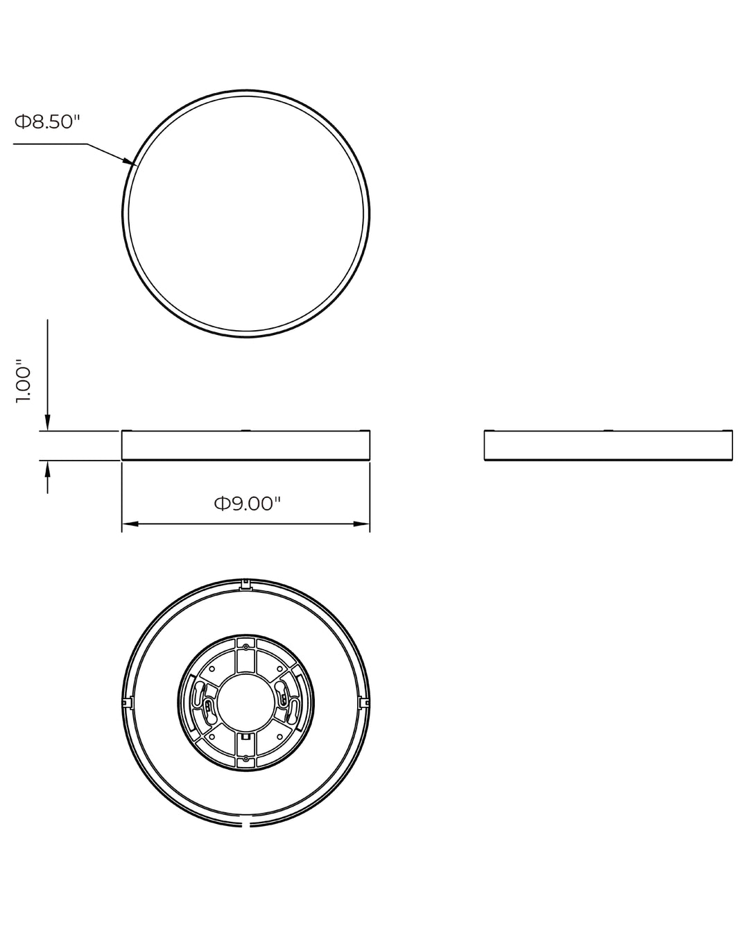 Slab LED Alabaster Flush Mount dimensions diagram