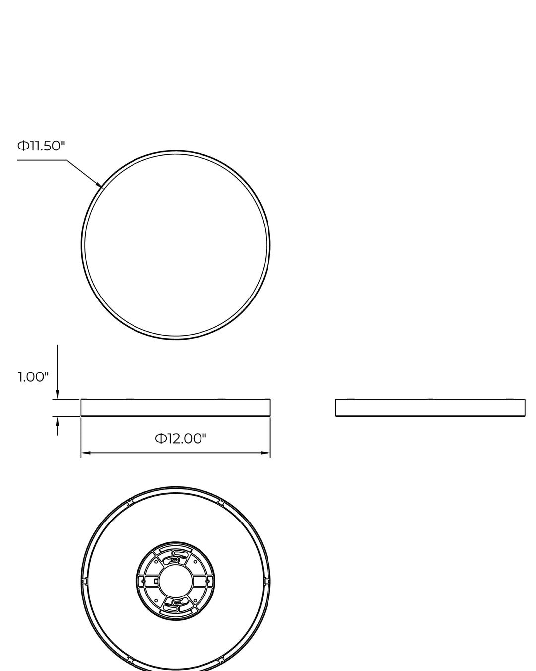 Slab LED Alabaster Flush Mount dimensions diagram