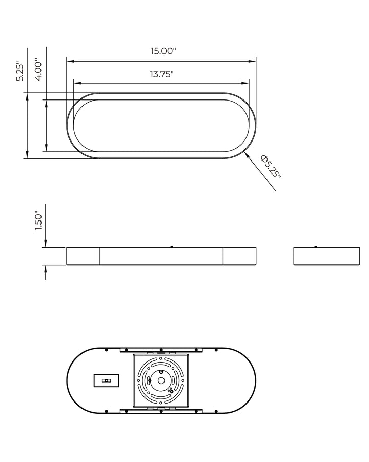 Plinth LED Alabaster Wall Sconce dimensions diagram