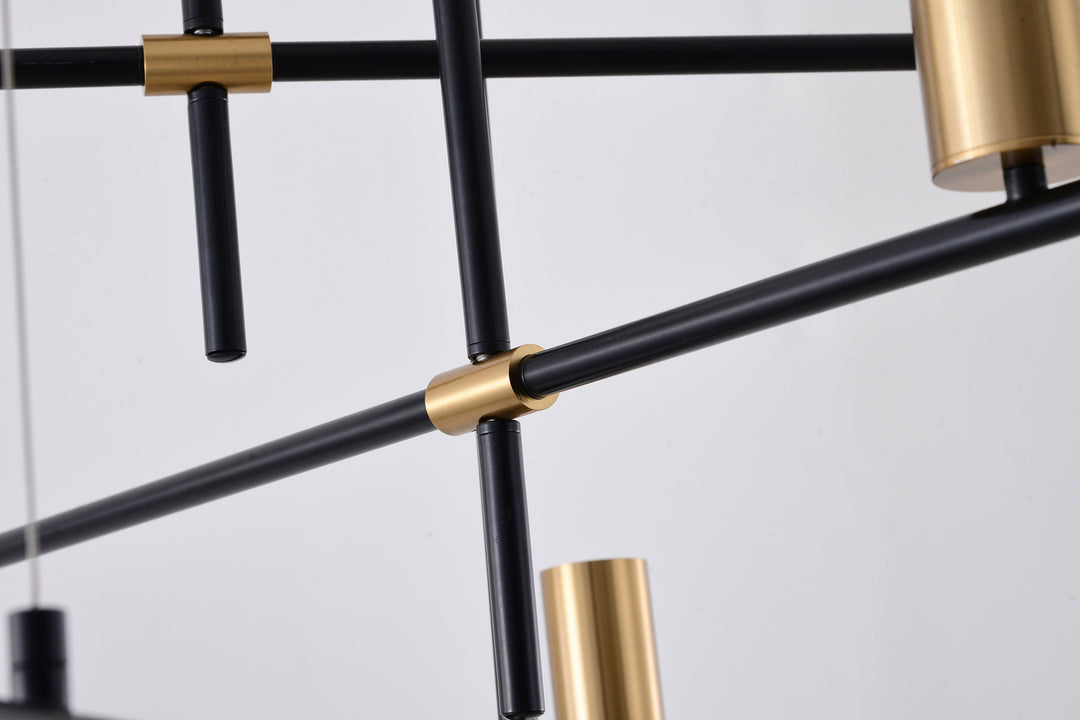 Black Frame LED Chandelier with Gold Accent Lights by Bethel - view 4