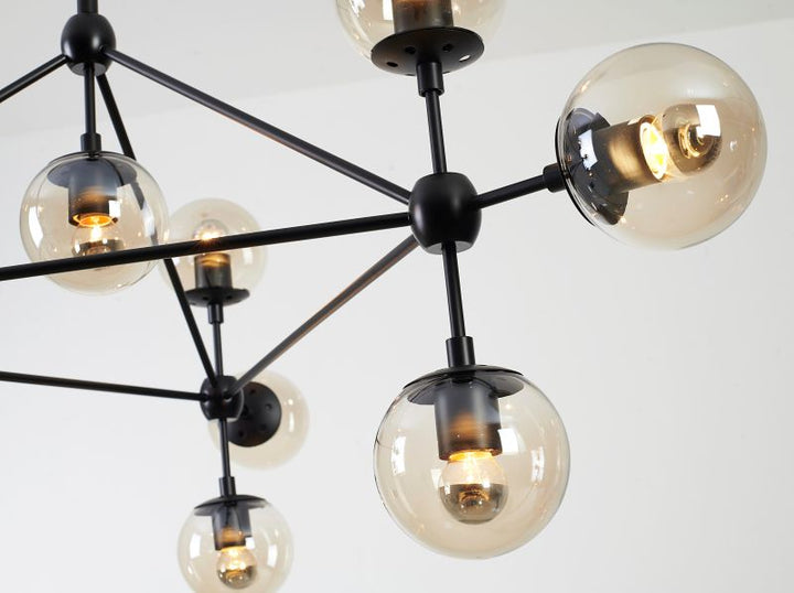 Geometric Frame Ceiling Fixture with Coffee Color Glass Shades by Bethel - view 6
