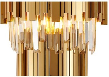 Two Tier Wall Sconce with Clear Hanging Crystals by Bethel - view 6