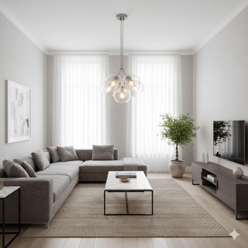 Frame Chandelier with Glass Globe Shades by Bethel - view 9