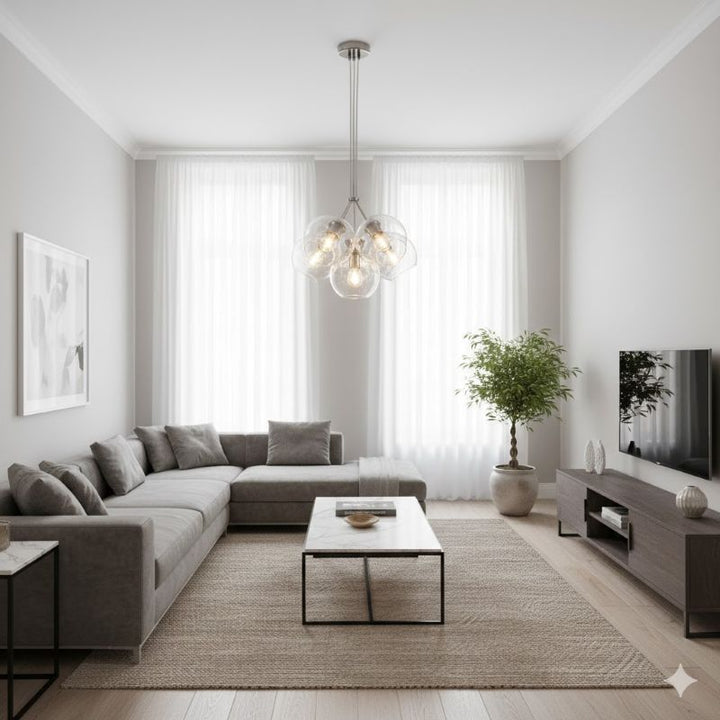Frame Chandelier with Glass Globe Shades by Bethel - view 9