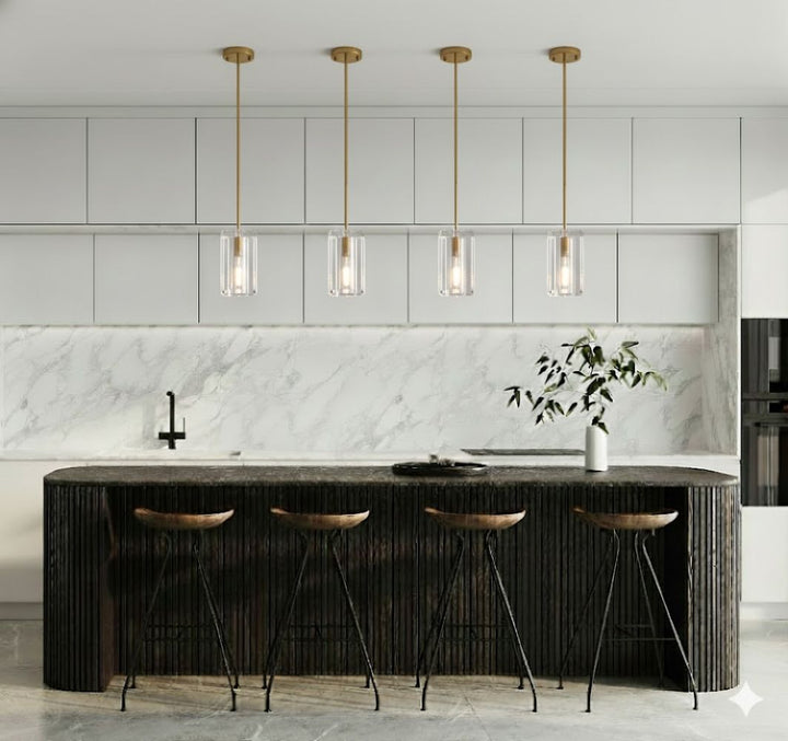 Metal Frame Pendant Light with Clear Crystal Shade by Bethel - view 12