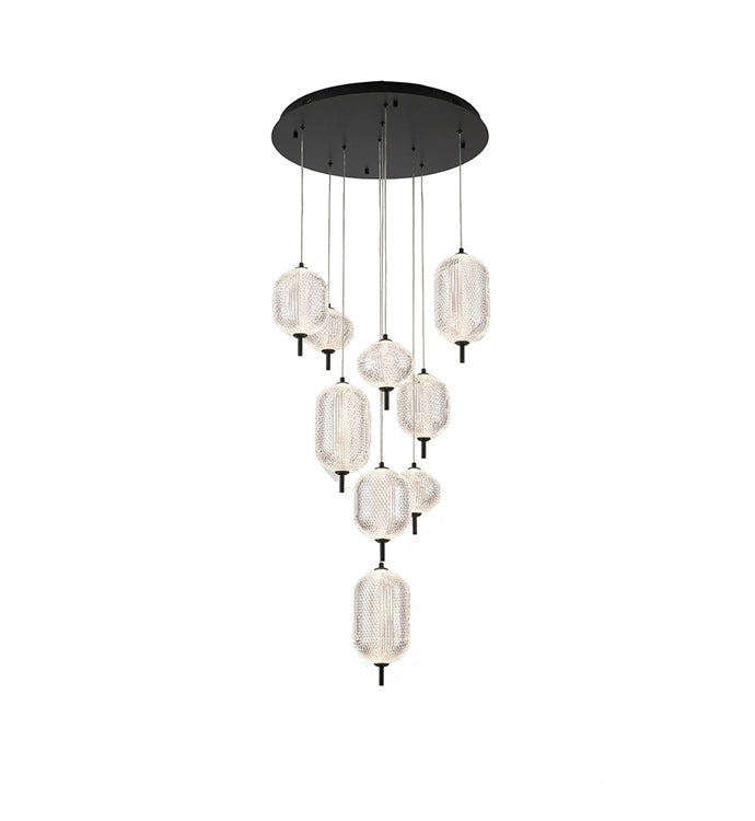 Flushed Brass Frame Chandelier with Hanging Clear Pendants by Bethel - view 6