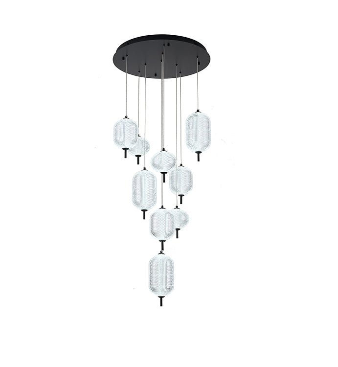 Flushed Brass Frame Chandelier with Hanging Clear Pendants by Bethel - view 8