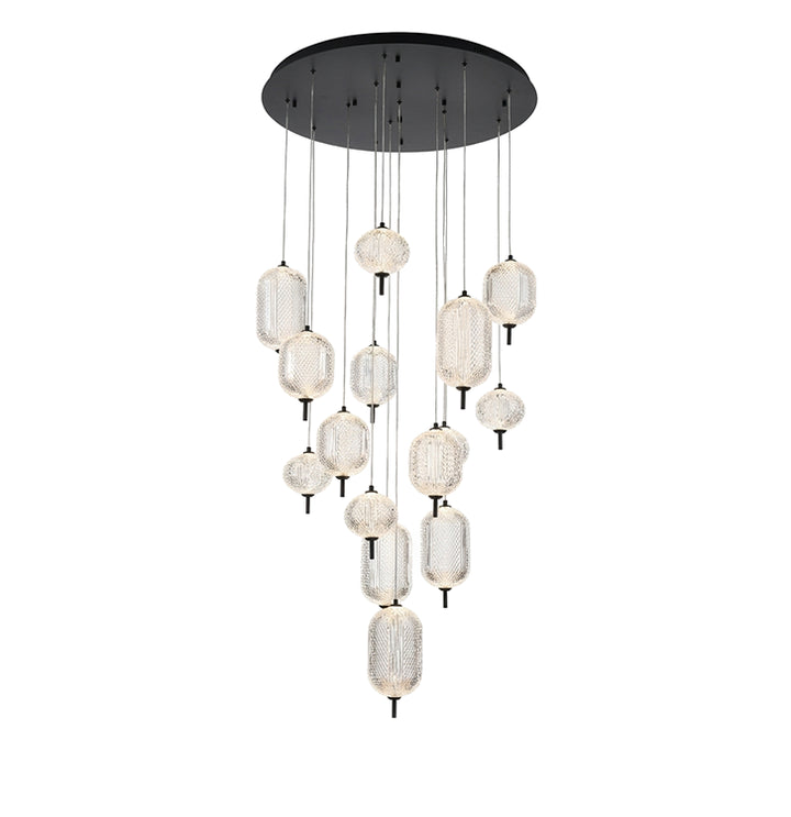 Flushed Brass Frame Chandelier with Hanging Clear Pendants by Bethel - view 16