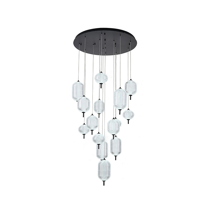 Flushed Brass Frame Chandelier with Hanging Clear Pendants by Bethel - view 18