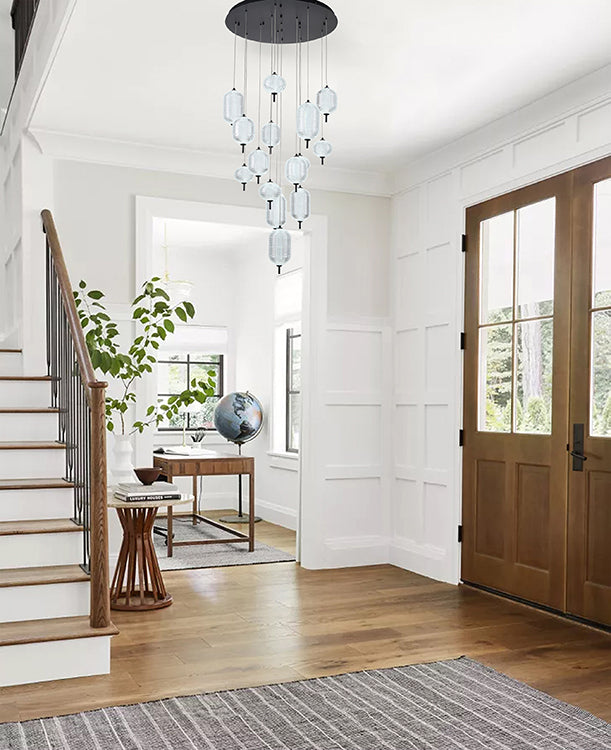 Flushed Brass Frame Chandelier with Hanging Clear Pendants by Bethel - view 21