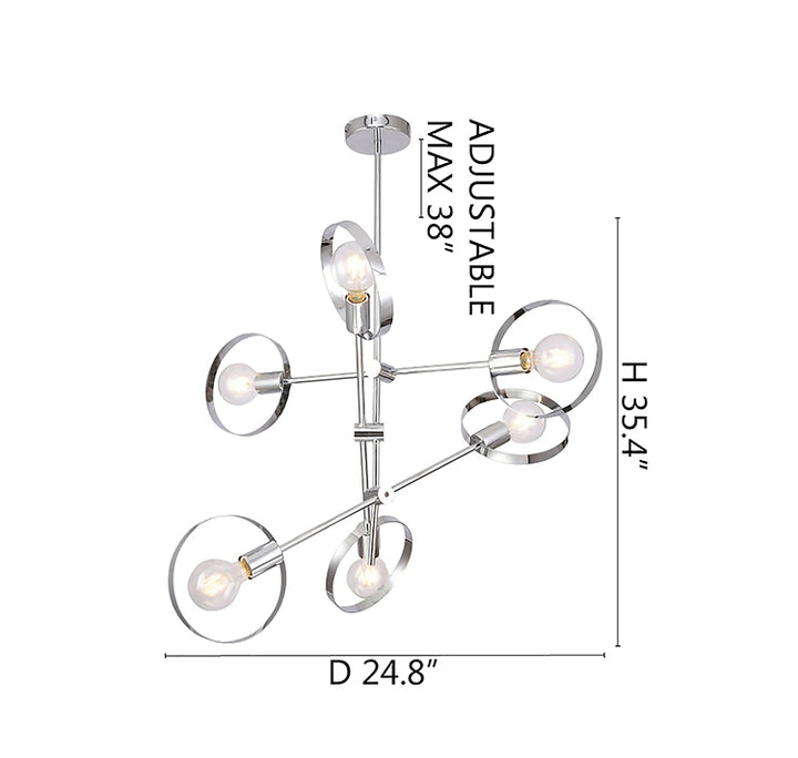 Chrome Pipe Arm Ceiling Fixture with Round Moveable Sockets by Bethel - view 4