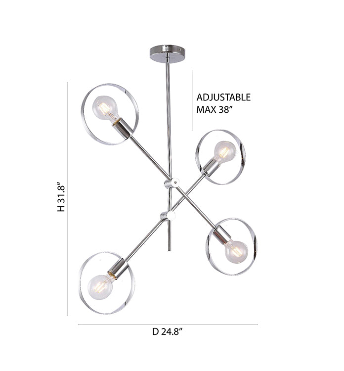 Pipe Arm Ceiling Fixture with Round Moveable Sockets by Bethel - view 8