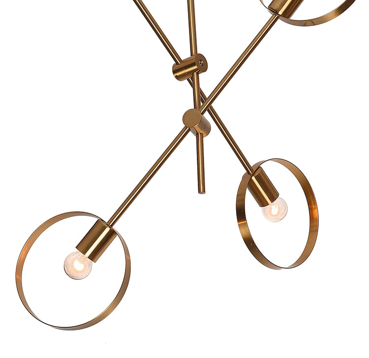 Pipe Arm Ceiling Fixture with Round Moveable Sockets by Bethel - view 2