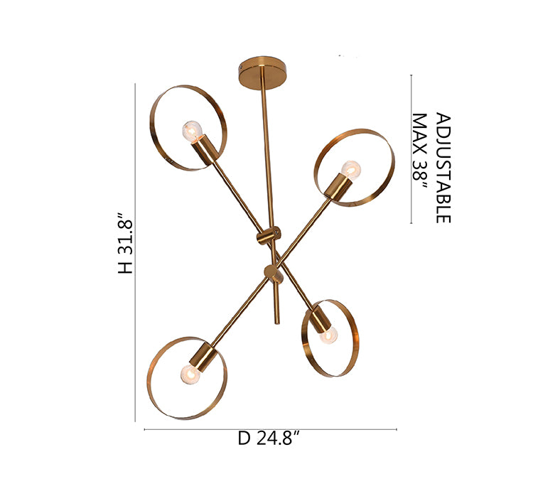 Pipe Arm Ceiling Fixture with Round Moveable Sockets by Bethel - view 3