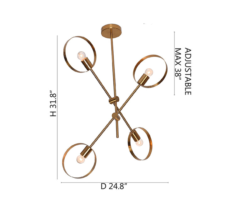 Pipe Arm Ceiling Fixture with Round Moveable Sockets by Bethel - view 3