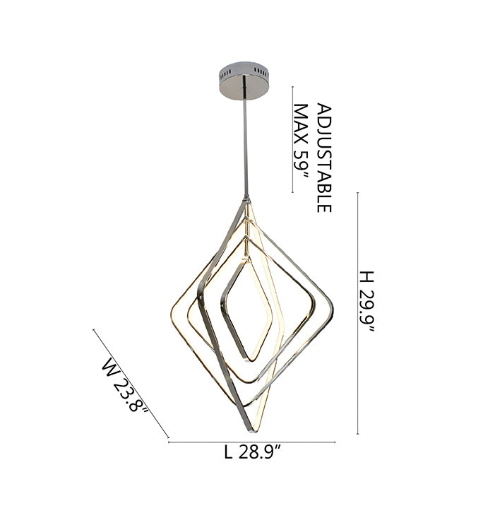 Diamond Orb LED Light Fixture with Chrome Frame and Acrylic Diffuser by Bethel - view 3