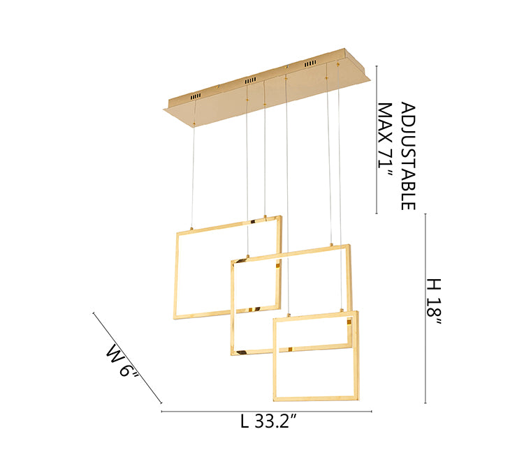Stainless Steel Frame Chandelier with Hanging Box Lights by Bethel - view 11