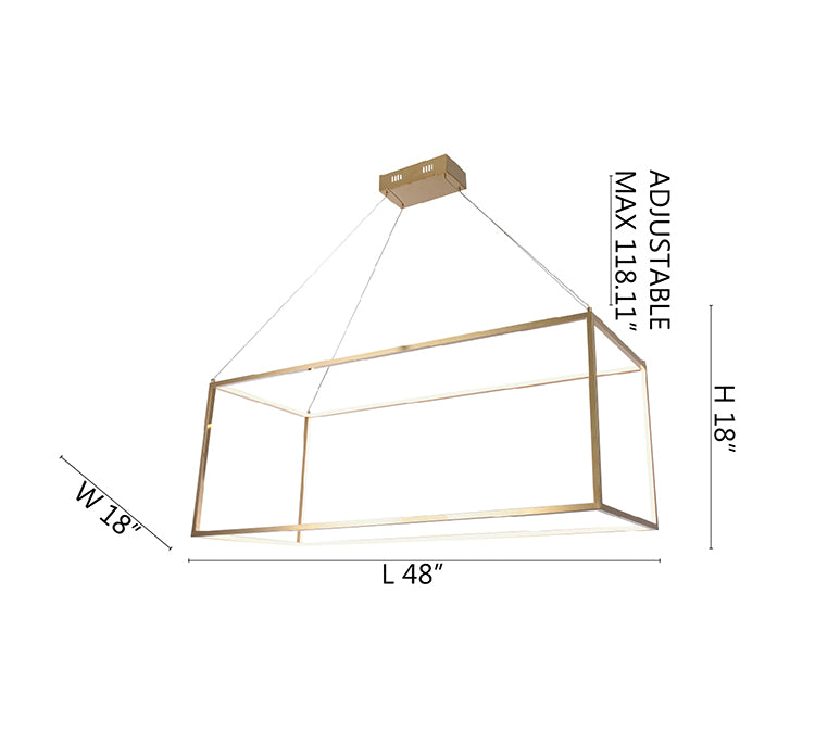 Gold Stainless Steel Floating LED Box Light by Bethel - view 4