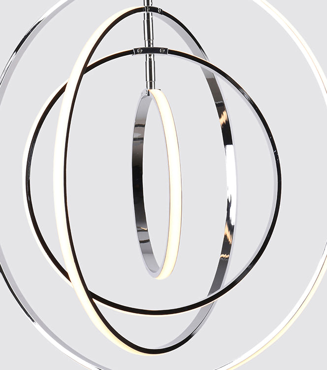 Four Ring LED Chandelier in a Chrome Finish by Bethel