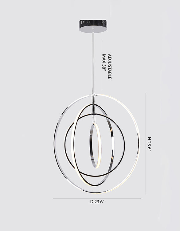 Four Ring LED Chandelier in a Chrome Finish by Bethel - view 2