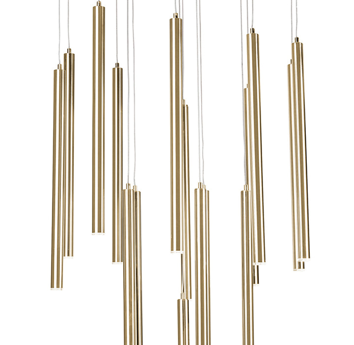 Gold Flushed LED Ceiling Fixture with Hanging Pendants Size: D23.7&