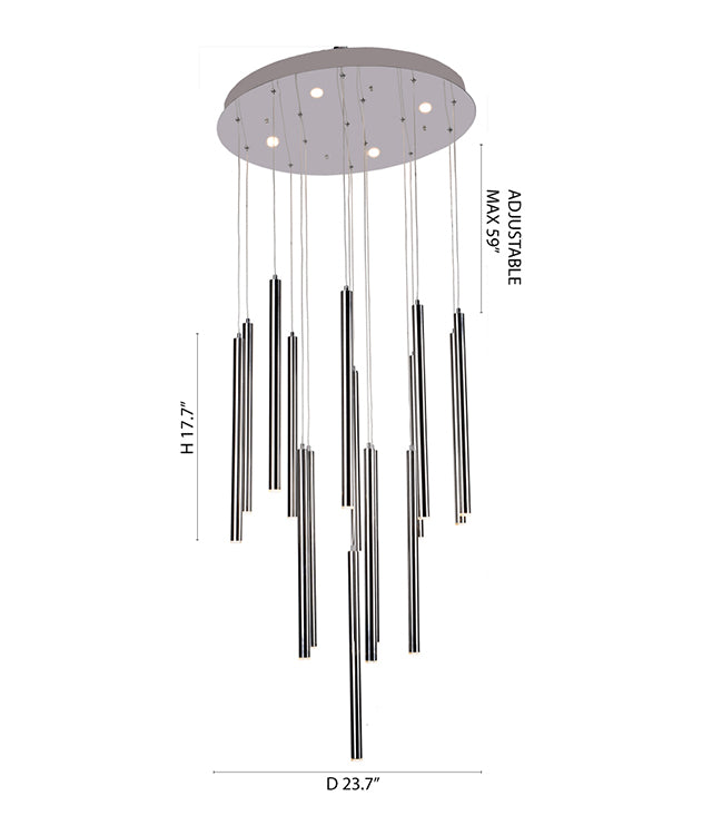 Flushed LED Ceiling Fixture with Hanging Pendants by Bethel - view 14