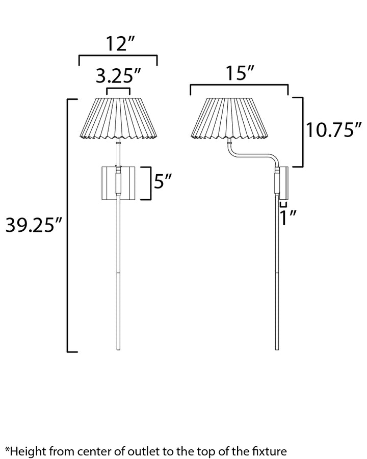 Dunbridge 1-Light Wall Sconce dimensions diagram
