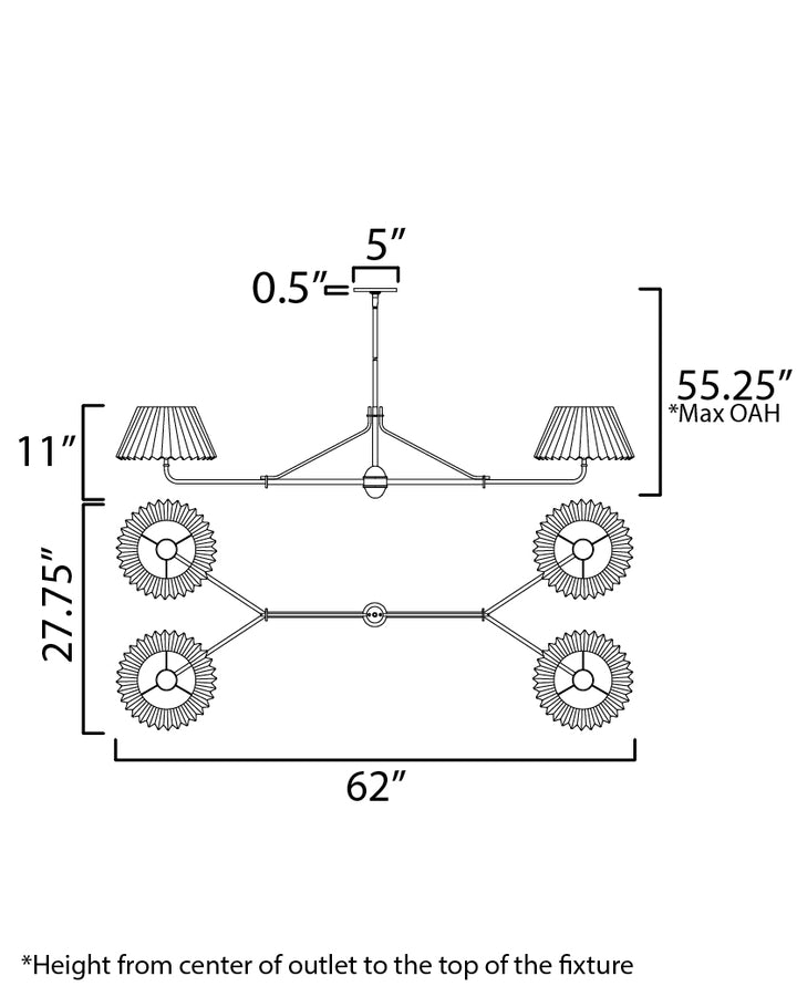 Dunbridge Chandelier dimensions diagram