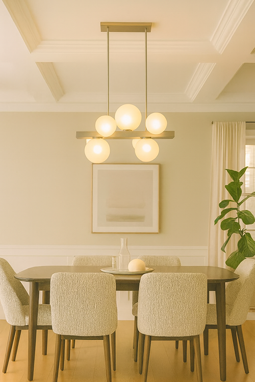 Stainless Steel Chandelier with Glass Shades by Bethel - view 12