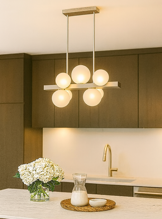 Stainless Steel Chandelier with Glass Shades by Bethel - view 13