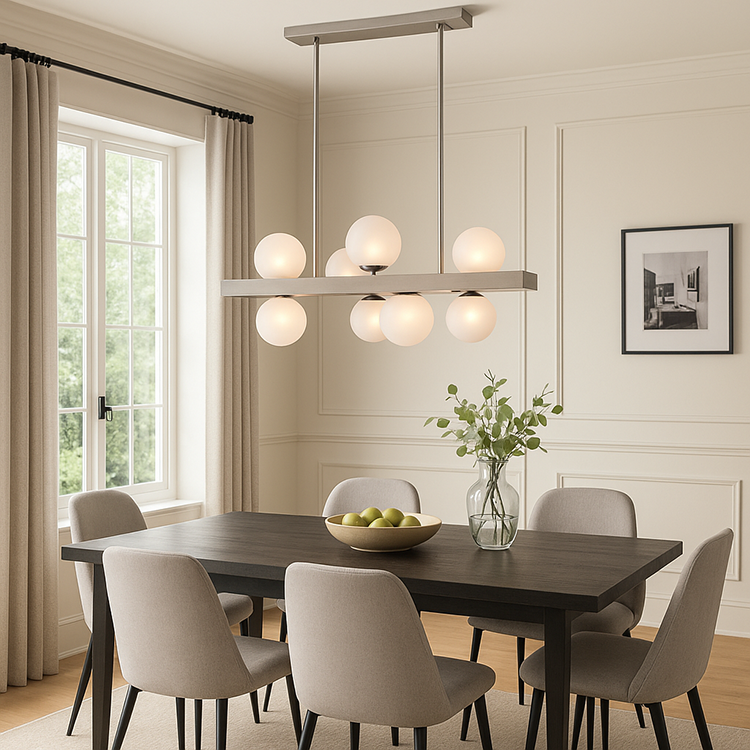Stainless Steel Chandelier with Glass Shades by Bethel - view 14