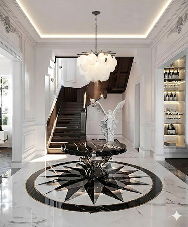 Frame with Frosted Hanging Glass Petals Chandelier by Bethel - view 7
