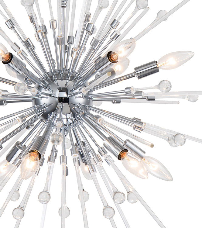 Clear Glass Sputnik Chandelier with Chrome Hardware by Bethel - view 4