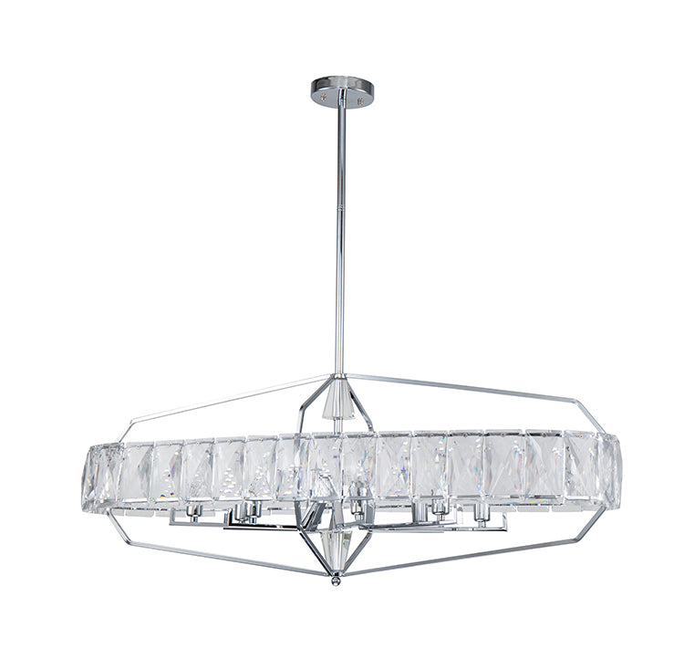 Chrome Metal Frame Chandelier with Clear Crystal Band by Bethel - view 2