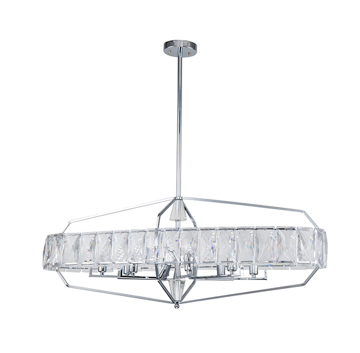 Chrome Metal Frame Chandelier with Clear Crystal Band by Bethel - view 2