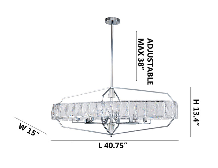 Chrome Metal Frame Chandelier with Clear Crystal Band by Bethel - view 4