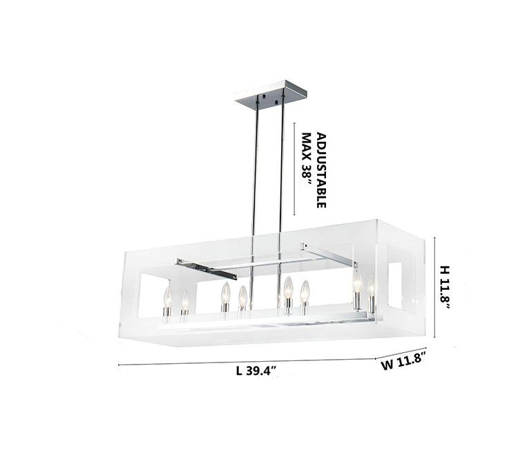 Clear Acrylic Rectangular Framed Ceiling Fixture with Boxed Cut Outs and Chrome by Bethel - view 3