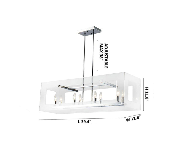 Clear Acrylic Rectangular Framed Ceiling Fixture with Boxed Cut Outs and Chrome by Bethel - view 3