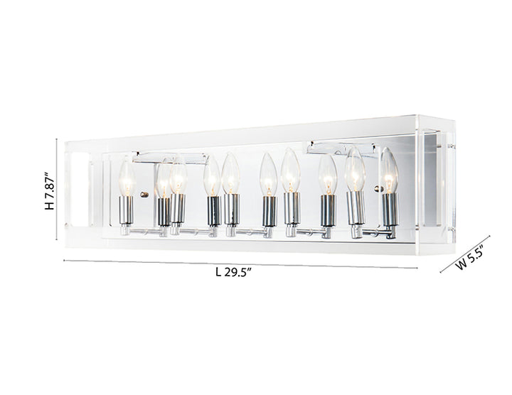 Clear Acrylic Rectangular Framed Wall Sconce with Boxed Cut Outs and