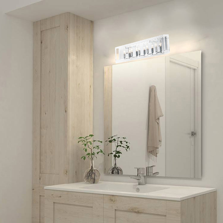 Clear Acrylic Rectangular Framed Wall Sconce with Boxed Cut Outs and