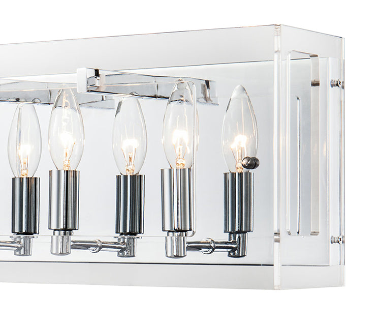 Clear Acrylic Rectangular Framed Wall Sconce with Boxed Cut Outs and