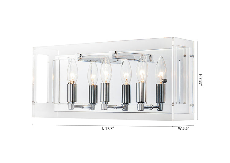 Clear Acrylic Rectangular Framed Wall Sconce with Boxed Cut Outs and