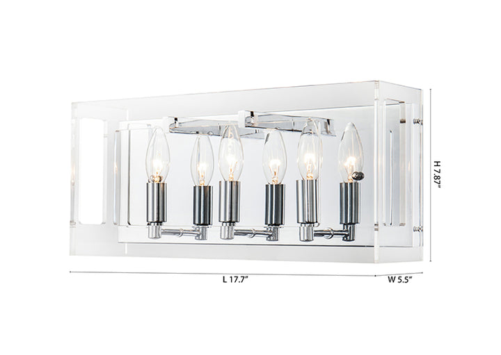 Clear Acrylic Rectangular Framed Wall Sconce with Boxed Cut Outs and