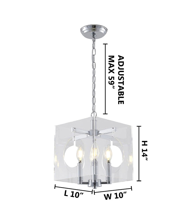 Clear Acrylic Frame Pendant Light with Cut Out Hole &amp; Hardware