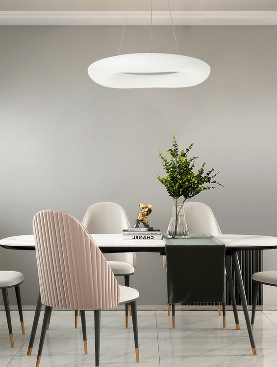 White Pc Frame Donut Cloud LED Ceiling Fixture with White Steel Hardware by Bethel - view 2