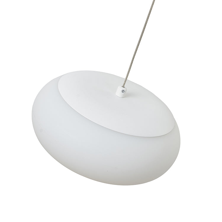 Round White Steel Flushed LED Ceiling Fixture with Hanging Pc Frame Pendant by Bethel - view 5