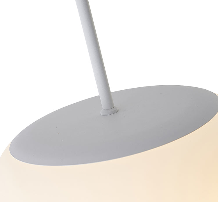 White Pc Frame LED Single Pendant Light with White Steel Hardware by Bethel - view 3