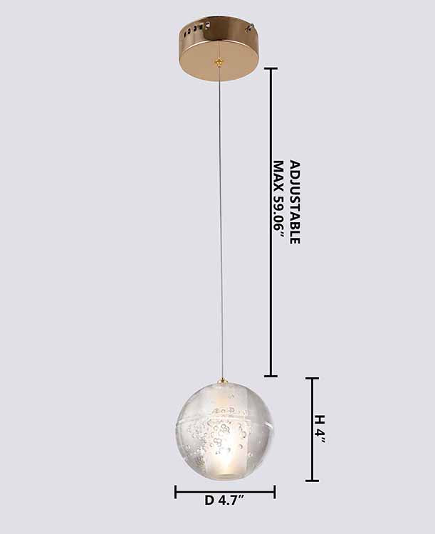 Clear Bubble Crystal Pendant Light with Hardware by Bethel - view 10