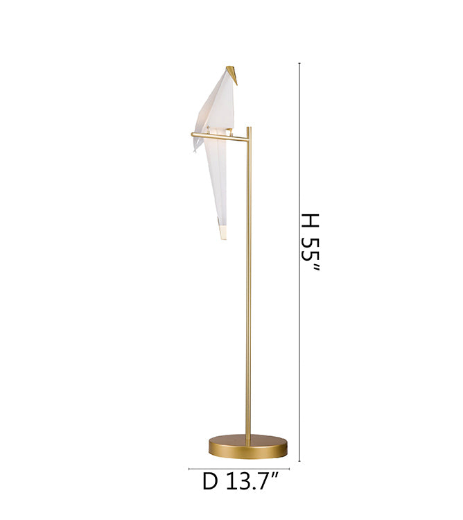 LED Bird Floor Lamp with Gold Carbon Steel Hardware and Plastic Frame by Bethel - view 5