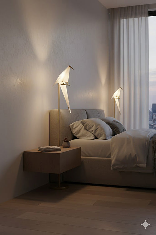 LED Bird Floor Lamp with Gold Carbon Steel Hardware and Plastic Frame by Bethel - view 6